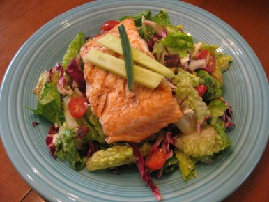 Salmon Salad with Purple Pomegranate Vinaigrette