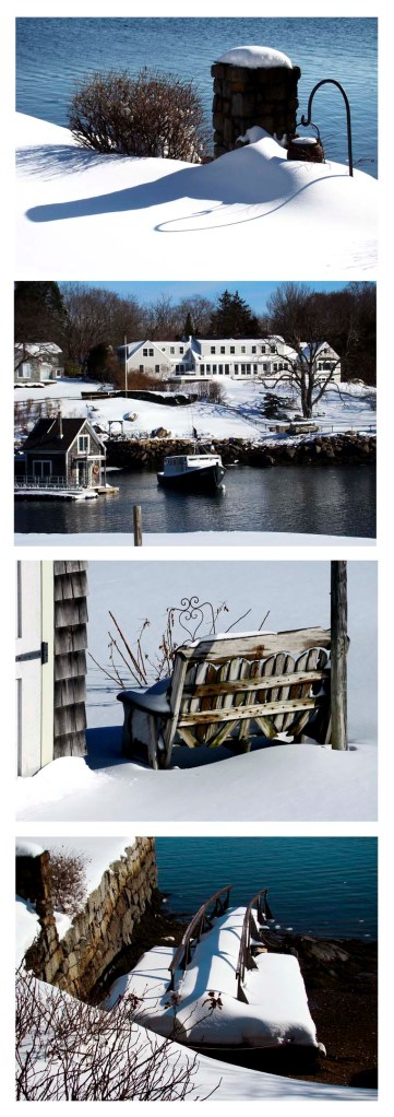 photo collage of winter snow scenes around Annisquam