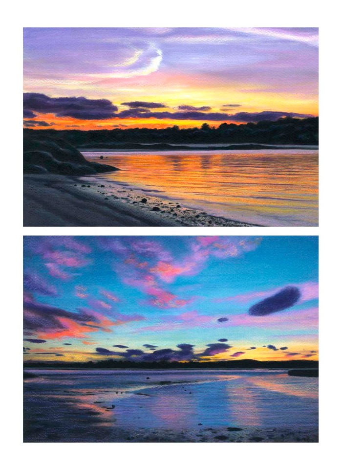 photos of the gloaming over Wingaersheek Beach from River Road and Cambridge Beach in Annisquam