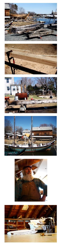 preparing rum plank to be installed in shuttering of schooner Ardelle at Burnham Boat Yard in Essex