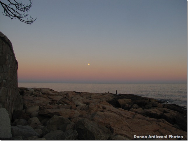 Moon starting to come out over Shore Road