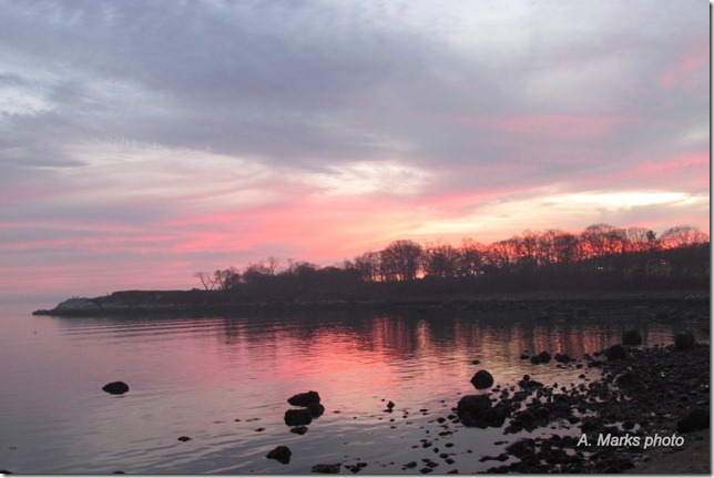 sunset over stage fort park