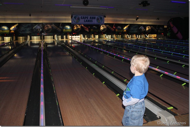 Cole waiting for the ball to get down the lane, it did take awhile