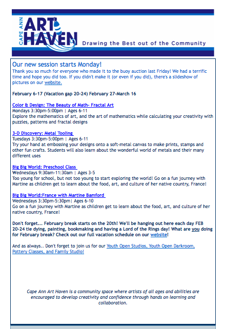 New classes starting at Art Haven