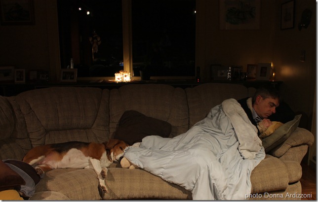 Papa and Rosie after a long day