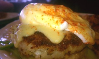 Fish Cakes Benedict at Atlantis Oceanfront Cafe