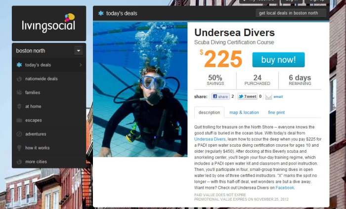 undersea divers living social deal