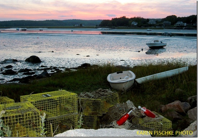 GMG Lobsta Pots in Glosta Lit at Dusk. Karen Pischke. jpg