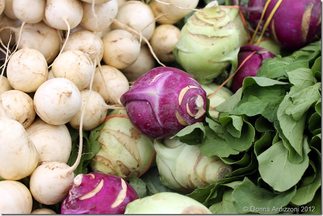 August 9, 2012 small white radishes and Kolrabi