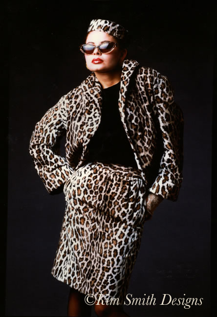 Gail Huff Leopard skin pill box hat suit Dylan ©Kim Smith Designs