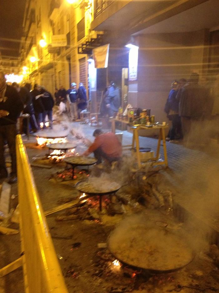 Paella cooking right in the street.