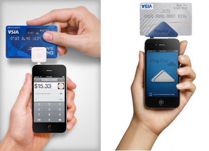 The Square on the left and PayPal Reader on the right