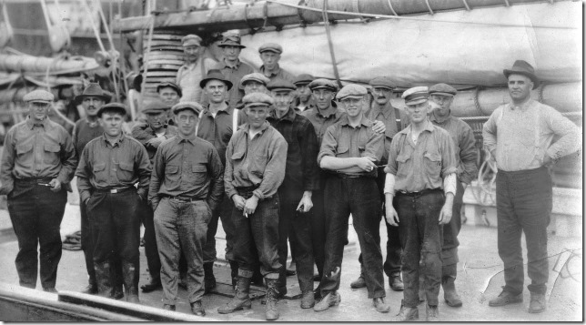 from verso:  "Elsie's crew, 1921 International Fishermen's Races."  photo: Cox Bros., Halifax N.S.Gardner Lamson Collection