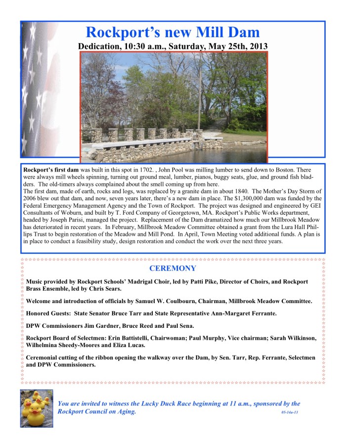 Dam Dedication program 05-25-13