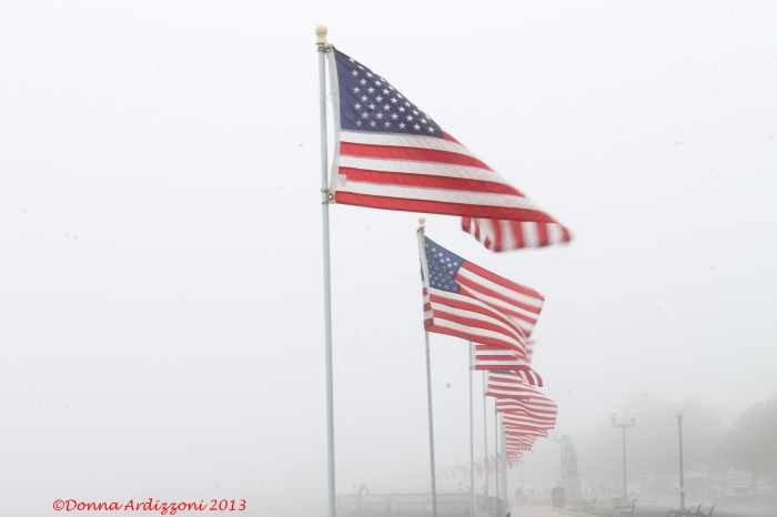 May 24, 2013 flags waving in the fog