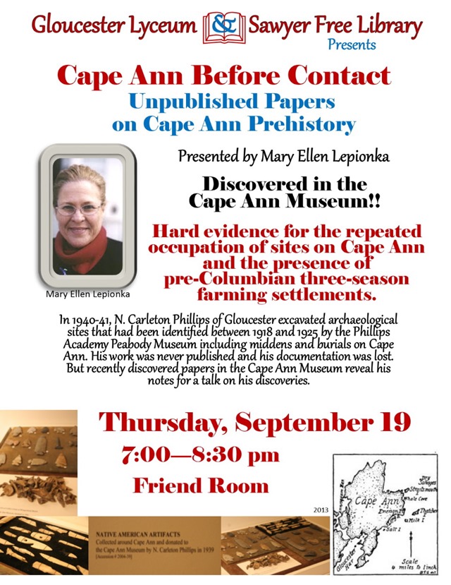 LEPOINKA CAPE ANN PREHISTORY PROGRAM 9-2013