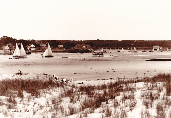 Wingaersheek Beach, 1930. Annisquam Yacht Club is near the middle of the photo.