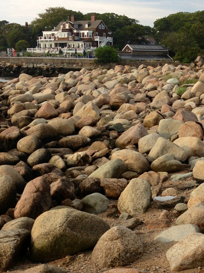 "I snapped her pic and while at the same spot, snapped one of the Eastern Point Yacht Club across the rocky shore." Sharon and her husband live in Florida. Very nice people.