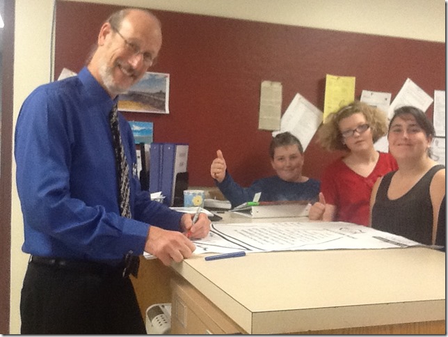 Supt. Safier signing our new Pledge