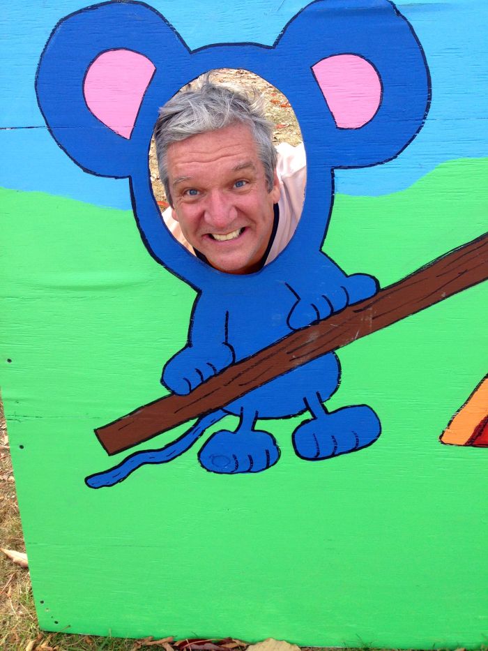 A purple elephant was on the other end of the teeter-totter