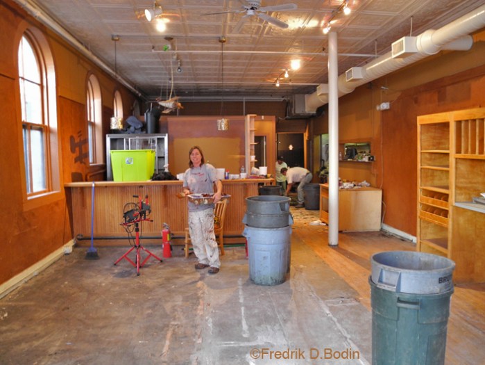 After HBO filmed there, our Passports Restaurant (110 Main Street) is taking the opportunity to renovate and will reopen soon. Top notch painter Katherine Richmond, center, is in charge of the wall treatments. Owner Eric Lorden is working his ass off, with his trusted crew. Passports is the only restaurant I've ever sent people to, who went out of their way to come back and thank me for the recommendation.