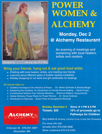 My friend Silvie is yet again shaking up the scene, and in a good way. In September she hosted a successful event at Savour https://goodmorninggloucester.wordpress.com/2013/09/23/savours-grand-slam-event/. This month it's at Alchemy on Monday, December 2nd from 5pm to 8pm. She stressed that you need to get your tickets before Thanksgiving, because they're selling fast. Any remaining tickets will be sold at the door. 10% of proceeds go to Pathways for Children.