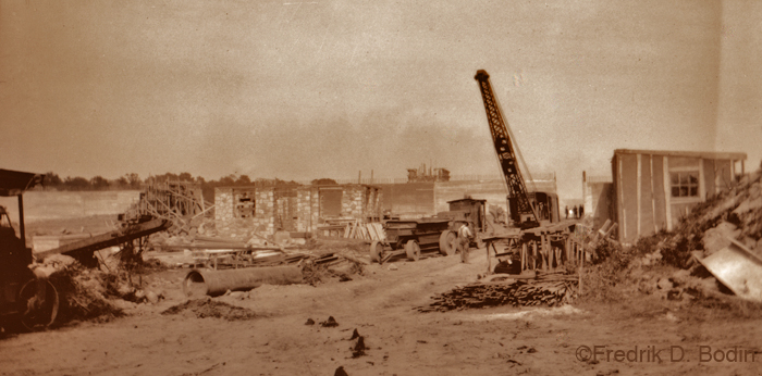 Here is early construction of the Babson Reservoir 1930). It's still the main source of water for the City of Gloucester, along with Goose Cove (1963). The Babson family gave the reservoir to the City in return for keeping it a natural park.