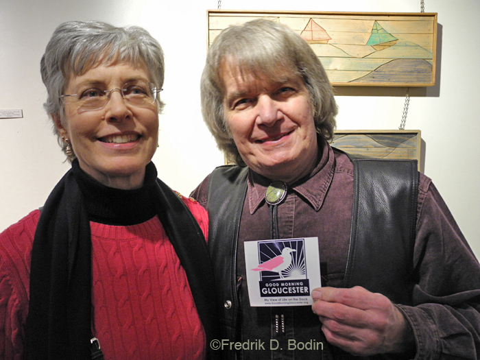 Ann and Phil have been coming to the Sidewalk Bazaar in Gloucester for at least 15 years. They are long-time customers and now they're friends. They drove down from their home in Burlington Vermont just for the Good Morning Gloucester Holiday Party at my gallery. That's quite a compliment to us all.