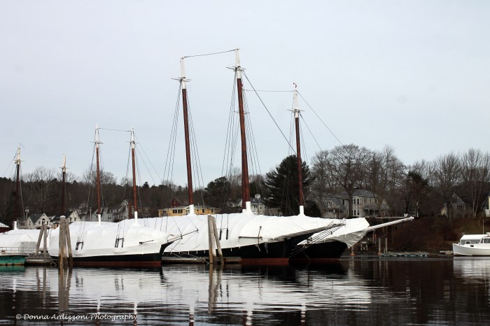 December 8, 2013 shrink wrapped in Camden Harbor