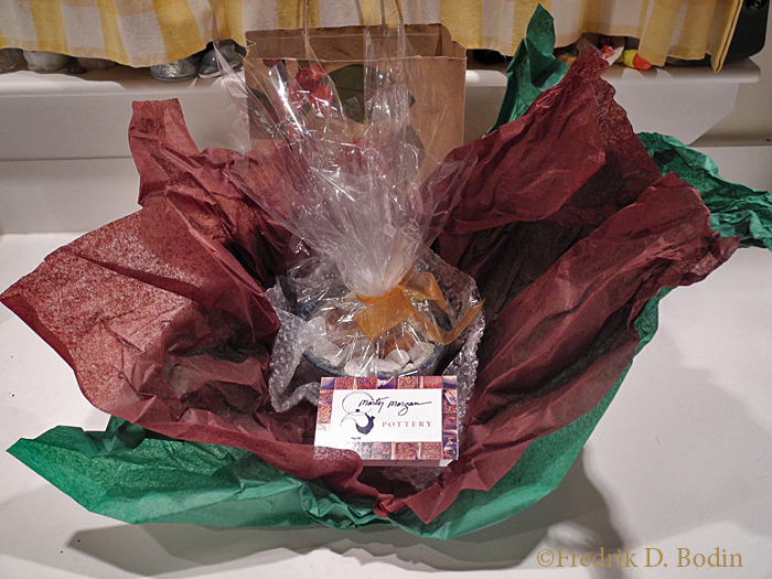 Gloucester potter Marty Morgan came to the party, and plunked this down on my desk. For me!