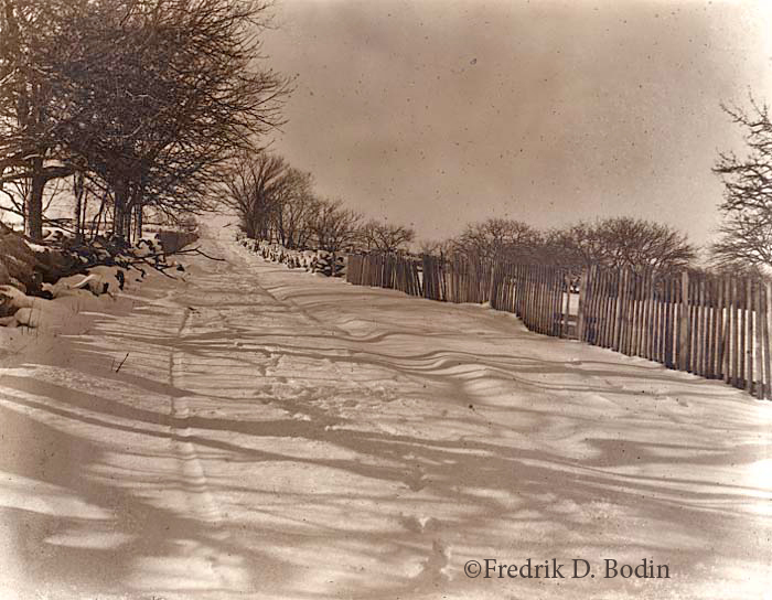 Looking up a snow covered Landmark Lane. Hopefully, we'll get a similar amount, and not a lot more.