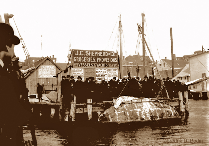 This small vessel sailed to Gloucester from Norway, shortly after 1900, and in January. She beached on Pavilion Beach, and then tied up downtown. Can you identify her?