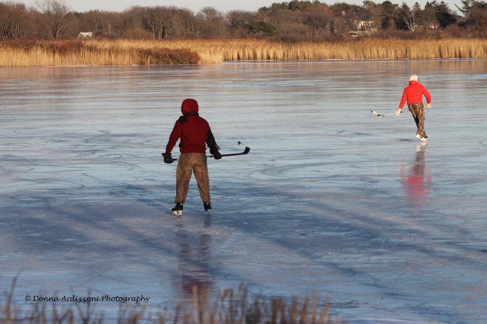 January 8, 2014 playing hockey on Niles Pond