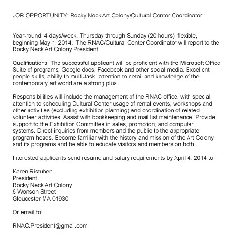 job listing_cultural center coordinator