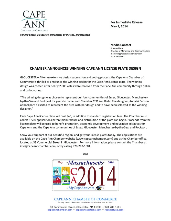 2014-03-25 License Plate Design Press Release