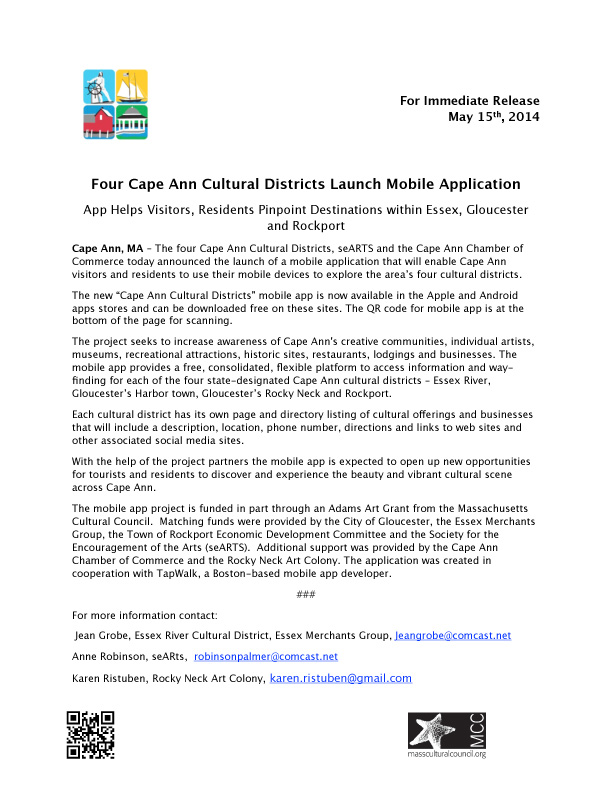cape ann cultural districts mobile app launch