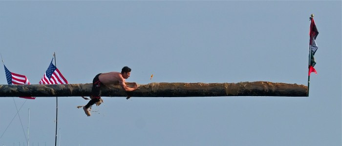 Mark Allen Sunday Greasy Pole Winner ©Kim Smith 2014