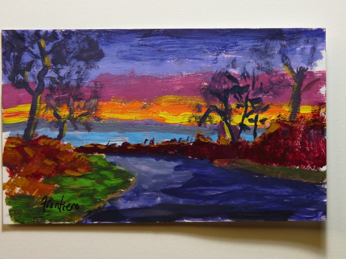 Maybe this painting I did of  "Niles Pond Sunrise" Using one of Sharon Lowes Photos.
