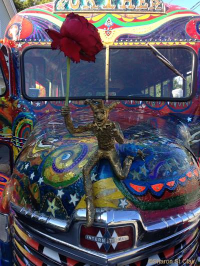 Florida visitors Sharon St Clair and husband Chuck King rolled into Gloucester about four weeks ago. By chance, they stopped into Charlie's Place and bumped into the Merry Pranksters. This trip, made by son Zane Kesey, replicated the journey from CA to NY made by renowned author Ken Kesey (One Flew Over the Cuckoos Nest, starring Jack Nicholson) in 1964.