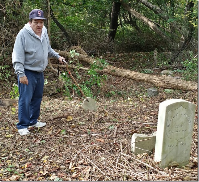 ROBERT POINTING OUT THE FOOTSTONE