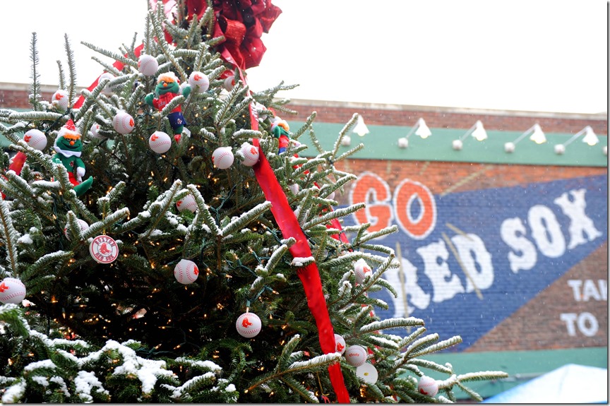 Boston, MA, December 1, 2012:
The Boston Red Sox hosted the tenth annual Christmas at Fenway Park presented by Stop & Shop, which featured player and alumni meet and greets, a Fenway Winter Village set up in the Big Concourse, access for fans to the home clubhouse and warning track, and an LED Winter Lights musical projected on the Green Monster. 
(Photo by Billie Weiss/Boston Red Sox)