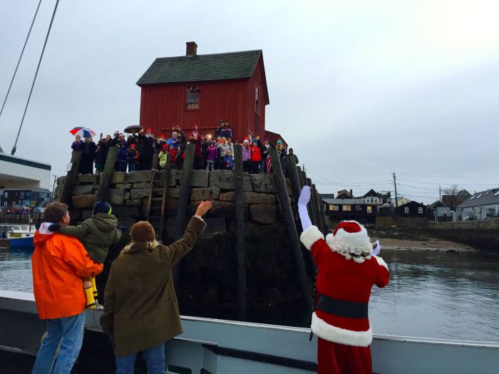 Then Bradley Wharf. Surprise! The tide is so low that Santa said no way is he going up that rickety ladder moving on.