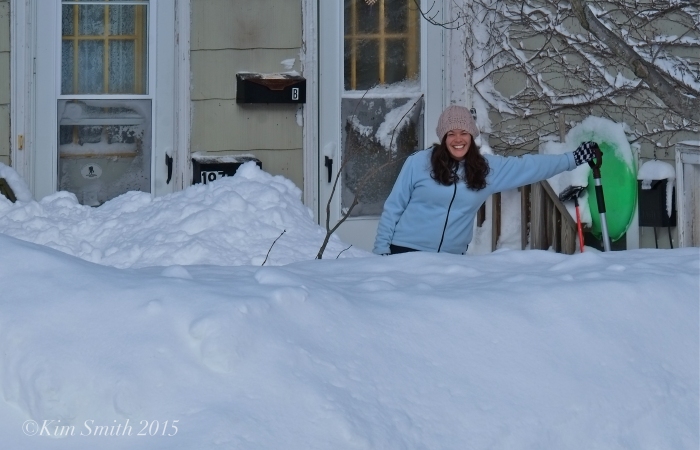 East Gloucester Blizzard 2015 Colleen digging out ©Kim Smith 2015