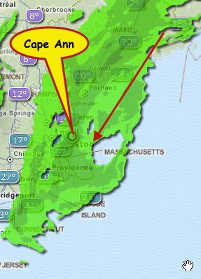 That wind is holding the highest snowfall belt directly over Cape Ann. This belt is static as the low creeps north.