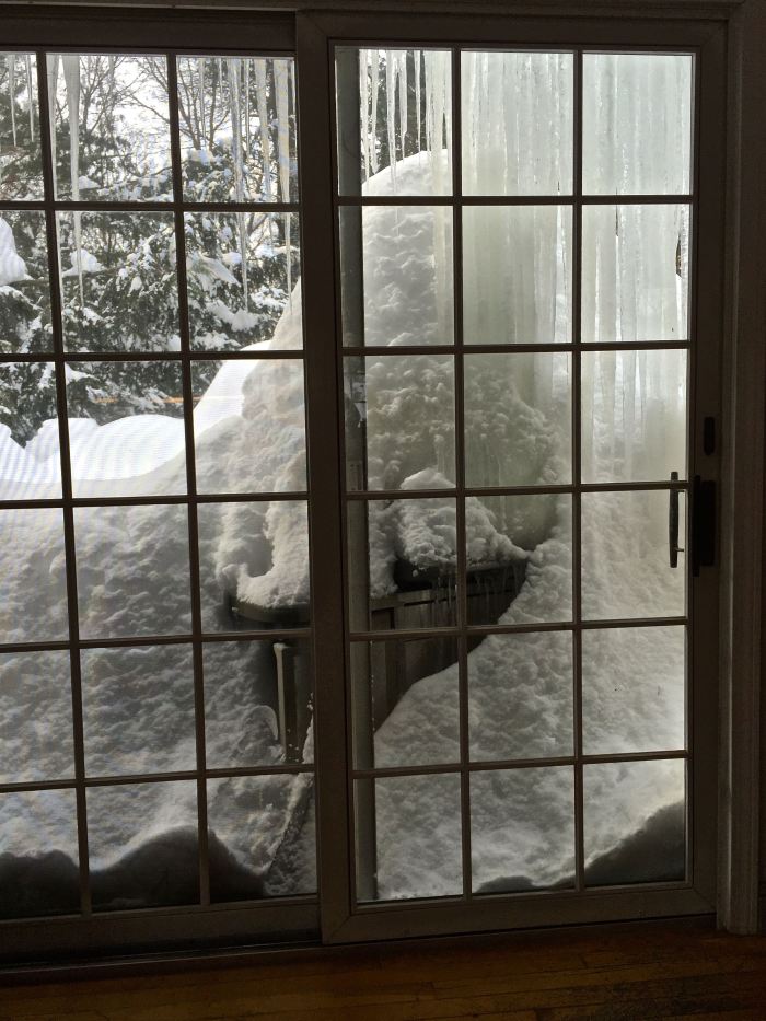 OK, one more, and yes I know about ice dams. Maybe I can sneak my hand out there and turn the grill on high. That might do it.