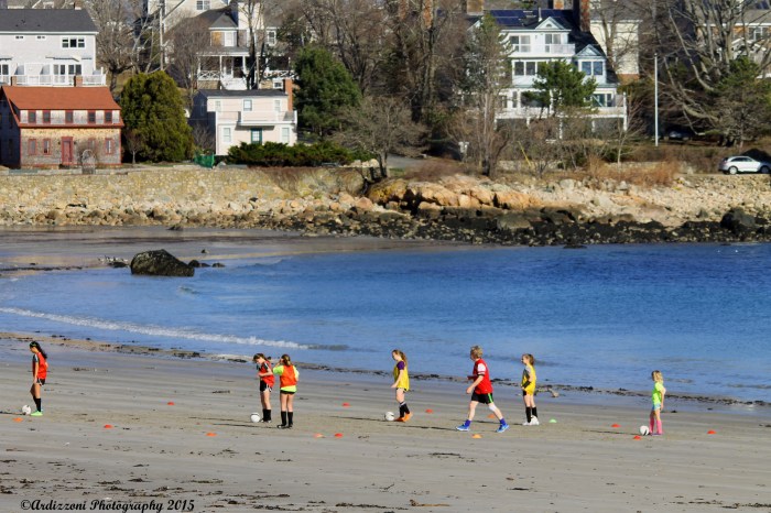 April 15, 2015 Soccer practice on Magnolia Beach