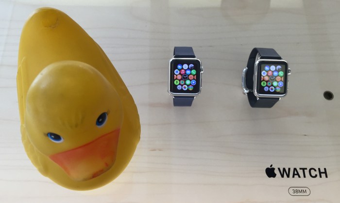 Rubber Duck swore up and down she was going to wait for iWatch vers2.0. but after viewing the watches in person she is lusting. Yesterday she wanted to be licked by Megan Fox, today she wants a watch.