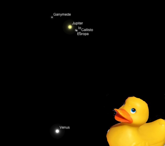 On June 30th Venus will be so close to Jupiter that by using a decent set of birding binocs with wide field you will be able to see Venus and four moons of Jupiter along with Jupiter a the same time! Comet 67P not to scale.