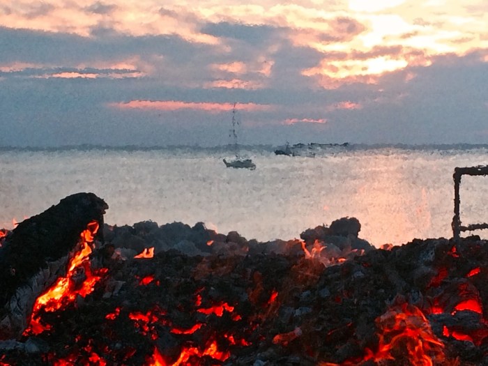 There were 24 boats moored in Sandy Bay this year up from 4 last year when I took this photo.