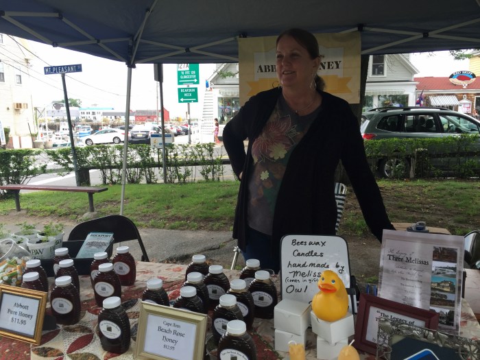 Melissa Abbott's bees made the honey but Melissa added the flowers of the rosa rugosa to make a special once in a lifetime specialty honey that will be gone soon so get on down to the market.